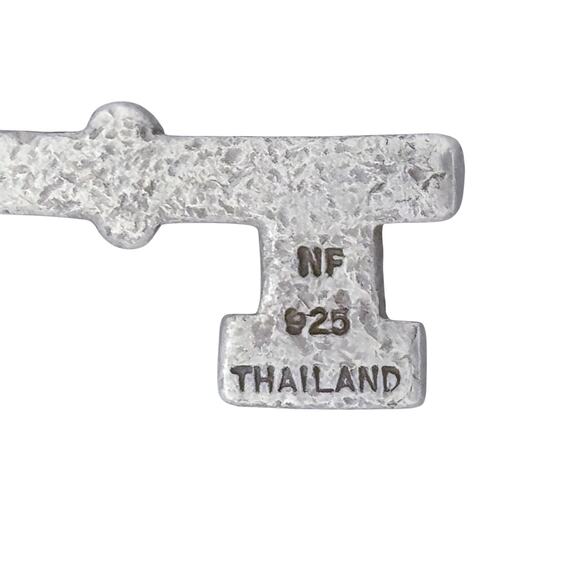 Vintage NF Thailand Sterling Silver 925 Cubic Zirconia Skeleton Key Pendant - Picture 4 of 7